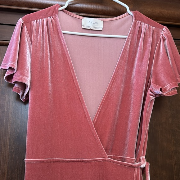 BHLDN Thrive Pink Velvet Wrap Dress Size M - Picture 6 of 7